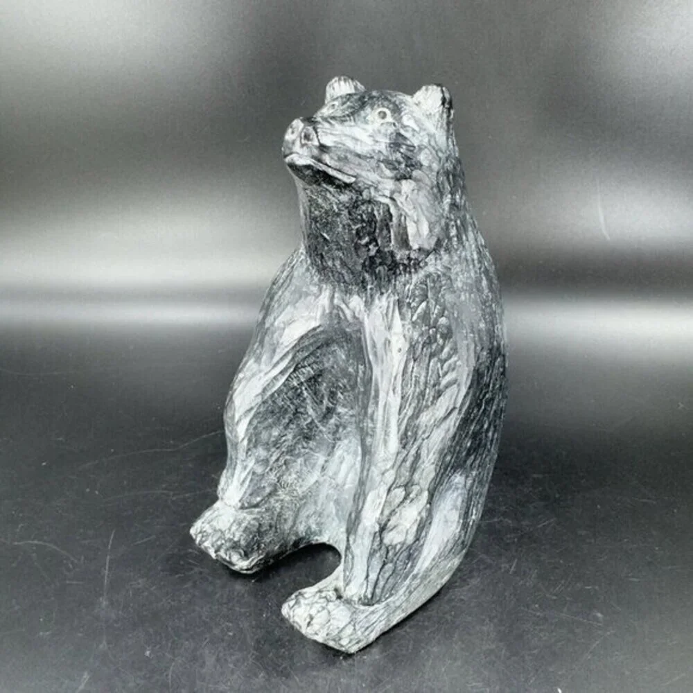 Vintage A Wolf Original Sculpture Large Bear Hand Carved Canada W Sticker Marked